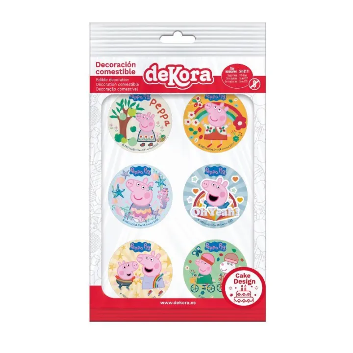 Dessus de cupcakes en papier, Peppa Pig, 6 pièces