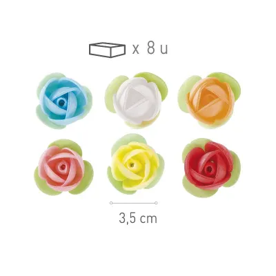 Roses multicolores en papier comestible, Ø 3,5 cm