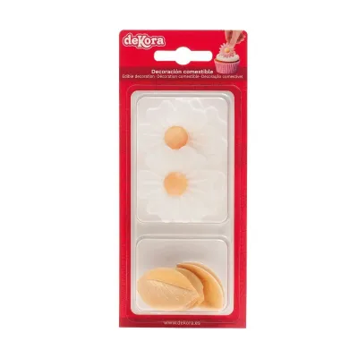 Weisse Blumen und goldene Blätter aus Esspapier, 2-teilig