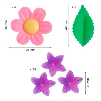 Decorazione floreale in carta commestibile, 3 pezzi