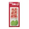 Décor en sucre fleurs roses & feuilles vertes, 13 pièces
