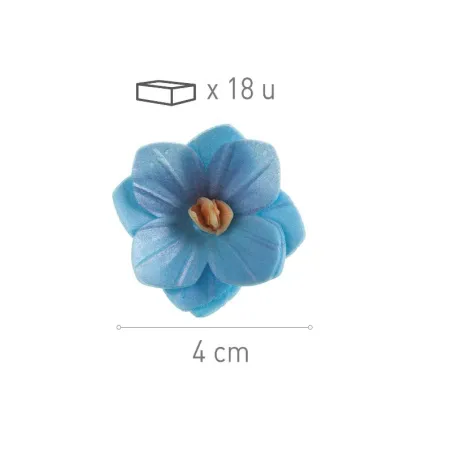 Fleurs bleues en papier à manger Ø 4 cm, 18 pièces