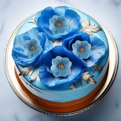 Blue edible paper flowers Ø 4 cm, 18 pieces