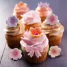 Zuckerdekor rosa Schleife & Blumen, 10 Stück