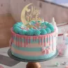 Sugar decorations pink bow & flowers, 10 pieces