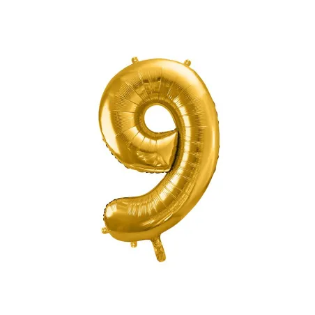 Large Foil Balloon Gold Number 9