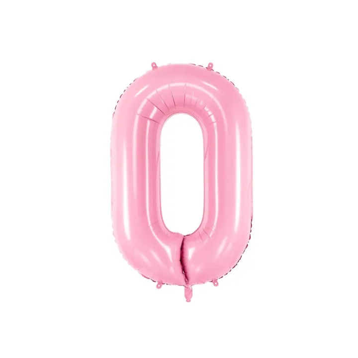 Grand ballon en aluminium rose chiffre 0 – 86 cm