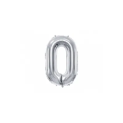Grosser Folienballon Silber Zahl 0 – 86 cm