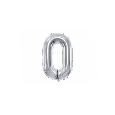 Large Foil Balloon Silver Number 0 – 86 cm