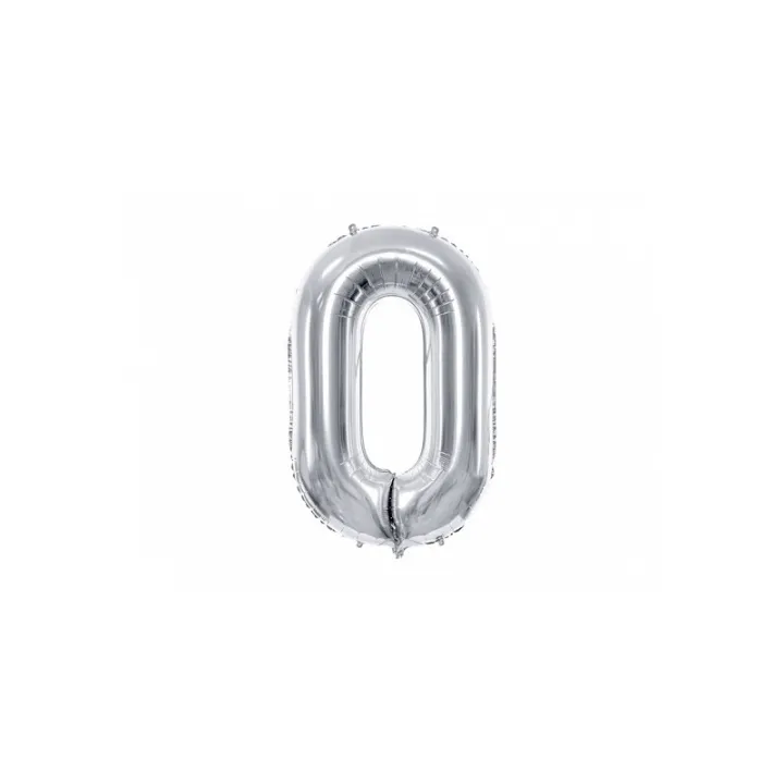 Large Foil Balloon Silver Number 0 – 86 cm