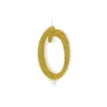 Goldene Glitzerkerze Zahl 0