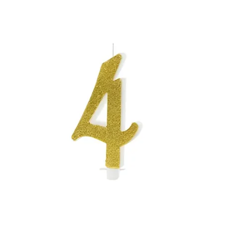 Golden Glitter Candle Number 4