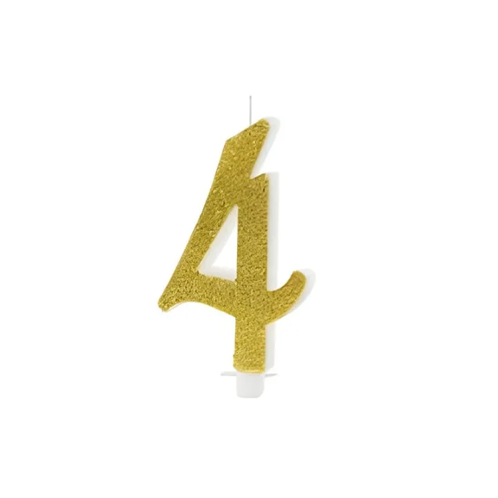 Goldene Glitzerkerze Zahl 4