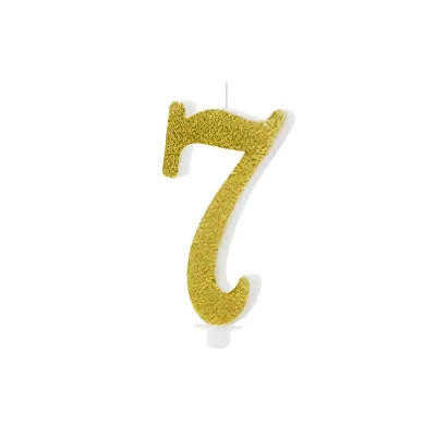 Goldene Glitzerkerze Zahl 7