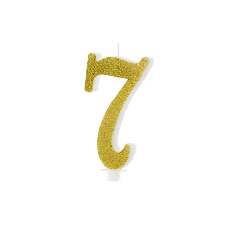 Candela Glitter dorata numero 7