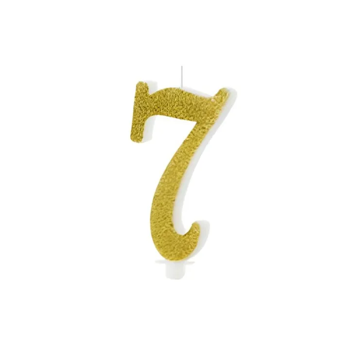 Golden Glitter Candle Number 7