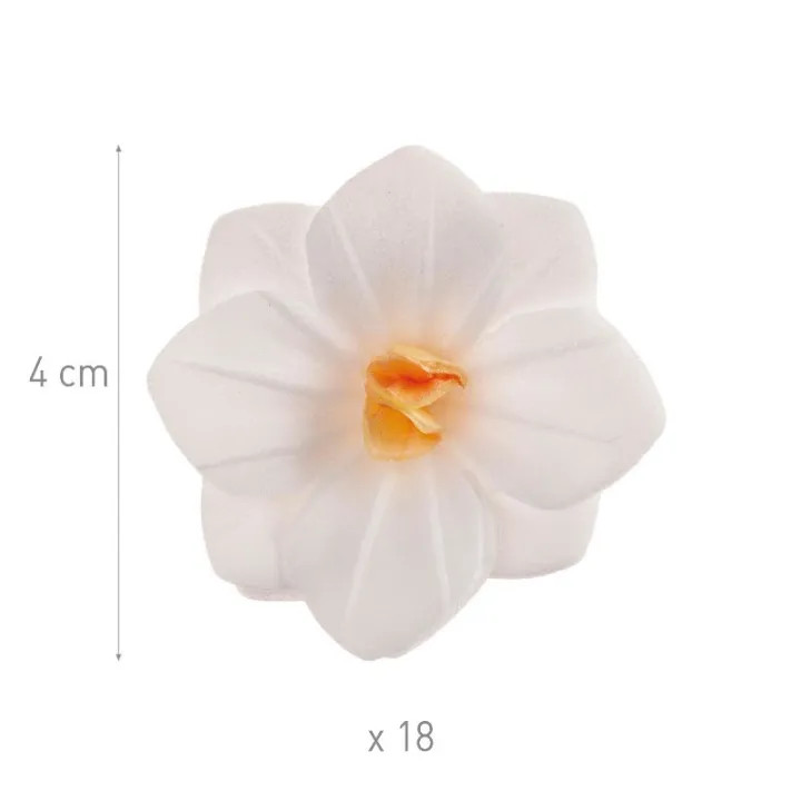Fleurs blanches en papier à manger Ø 4 cm, 18 pièces