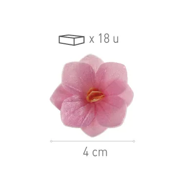 Fleurs roses en papier comestible Ø 4 cm, 18 pièces