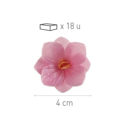 Pink edible paper flowers Ø 4 cm, 18 pieces