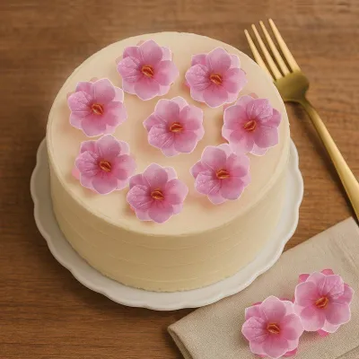 Fleurs roses en papier comestible Ø 4 cm, 18 pièces