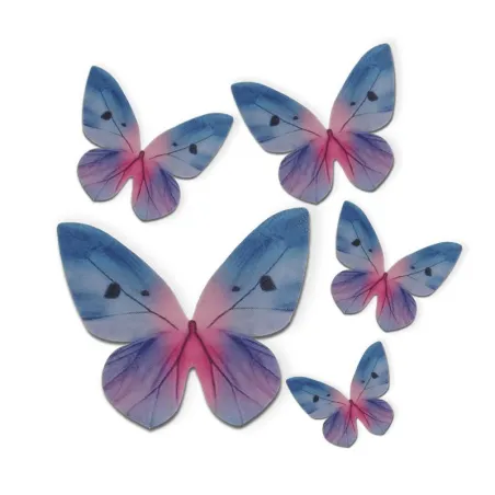 Farfalle blu di carta commestibile, 79 pezzi