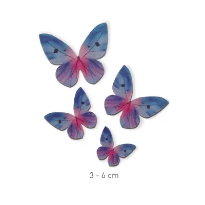 Papillons bleus en papier à manger, 79 pièces