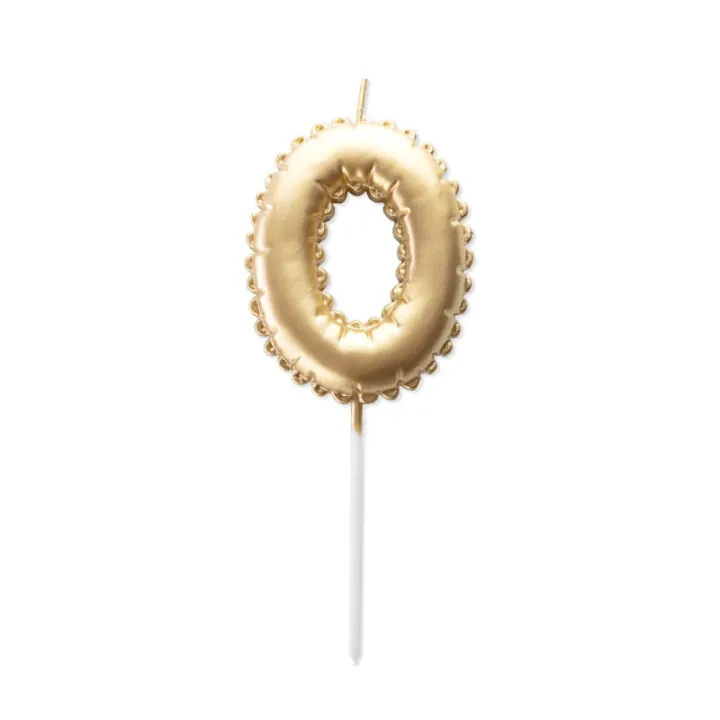 Golden Balloon Number Candle 0