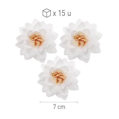 Fiori di loto bianchi in carta commestibile, 15 pezzi