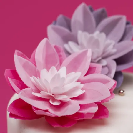 Ninfea rosa in carta commestibile, Ø 14 cm