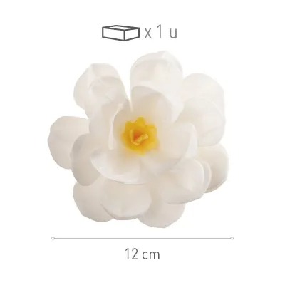 White flower made of edible paper Ø 12 cm, 1 piece