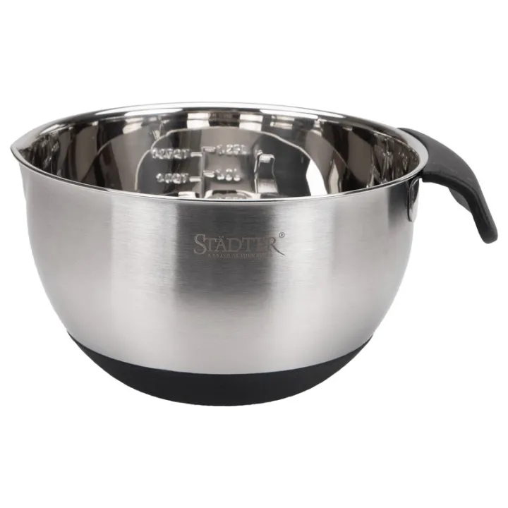 Ciotola da cucina 16 cm in acciaio inox – con manico e fondo in silicone, ideale per creme, impasti e ripieni | miniSchoggi