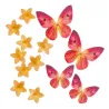 Butterflies and yellow flowers made from edible paper, 39 pieces