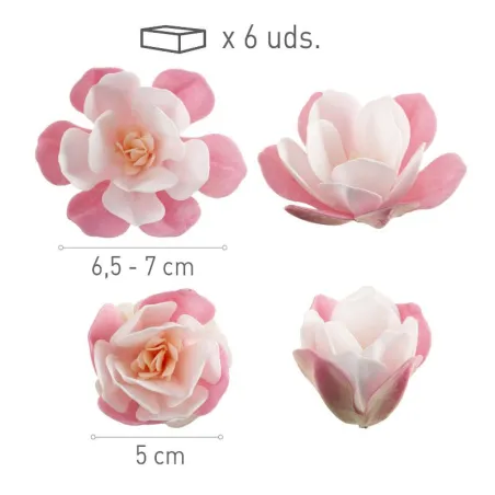 Magnolie rosa in carta commestibile, 6 pezzi