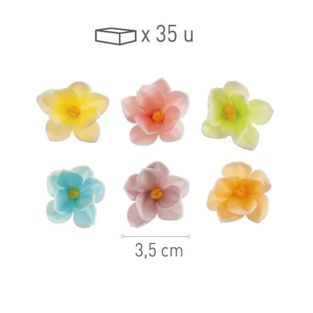 Fleurs multicolores en papier à manger Ø 3.5 cm, 35 pièces
