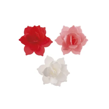 Nénuphars blancs, roses et rouges en papier comestible, Ø 4.5 cm