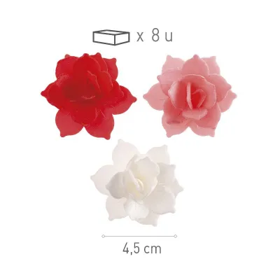 Ninfee bianche, rosa e rosse in carta commestibile, Ø 4,5 cm