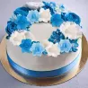 Ninfee bianche e blu in carta commestibile, Ø 4,5 cm
