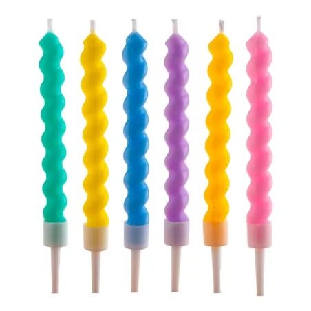 Bougies torsadées colorées, 10 cm