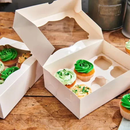 Boîte à cupcakes blanche pour 6 muffins 3 pièces