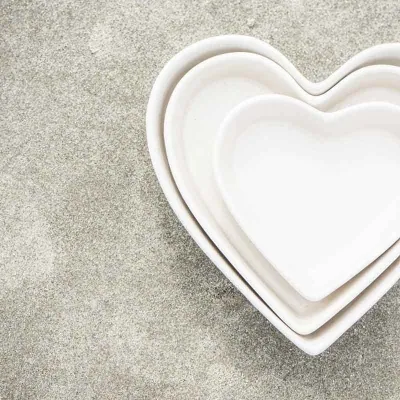 Set di ciotole per latte con cuore, 3 pezzi