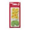 Décor en sucre fleurs jaunes & feuilles vertes, 13 pièces