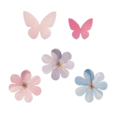Papillons et marguerites multicolores en papier essuie-tout