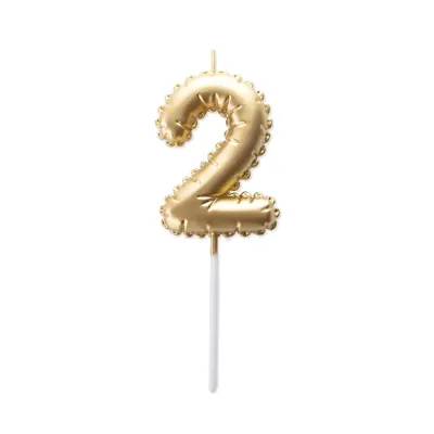 Goldene Ballonkerze Zahl 2