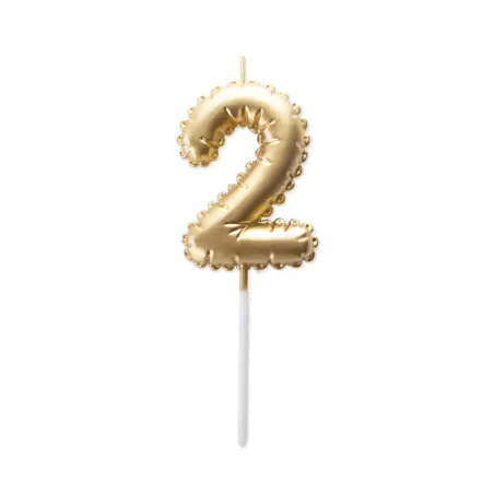 Bougie ballon dorée chiffre 2