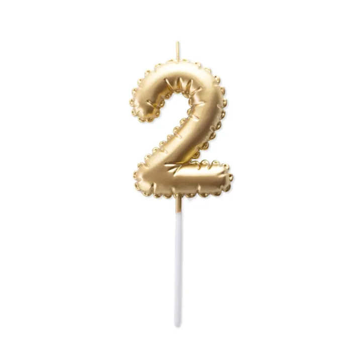 Bougie ballon dorée chiffre 2