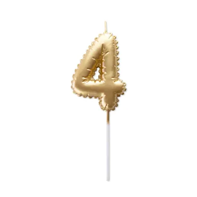 Goldene Ballonkerze Zahl 4