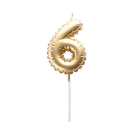 Bougie ballon dorée chiffre 6