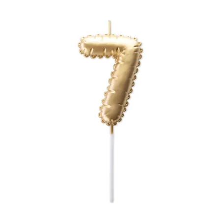 Candela a palloncino dorata numero 7