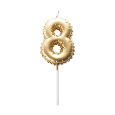 Goldene Ballonkerze Zahl 8