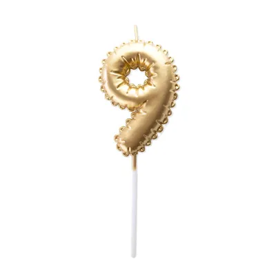 Goldene Ballonkerze Zahl 9